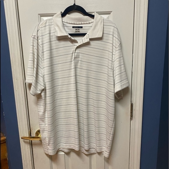 Men's Van Heusen Studio Striped Short Sleeve 100% Polyester Polo Size XXL. - Picture 1 of 8